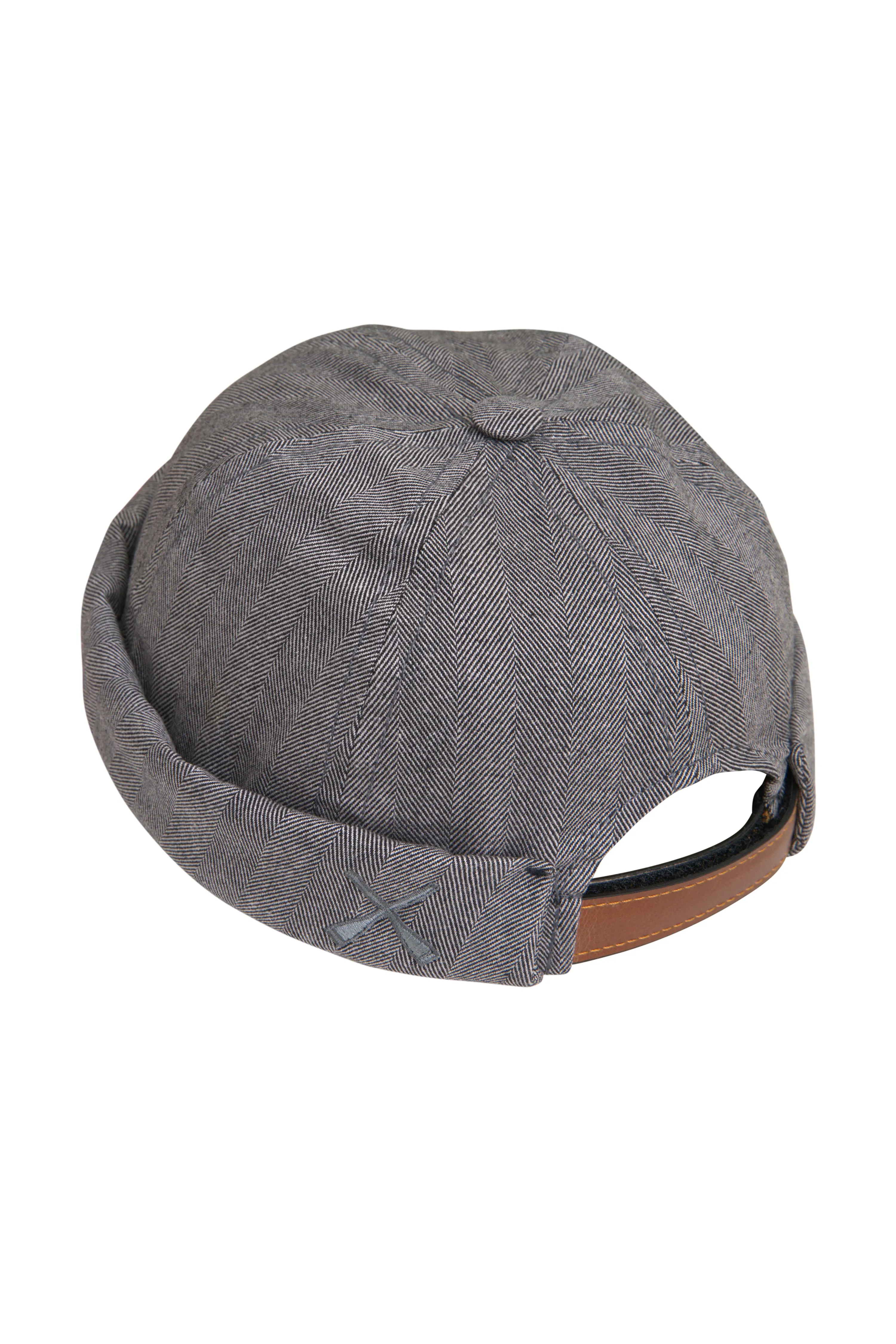 MIKI DOCKER HAT BLACK DENIM HERRINGBONE WORKWEAR