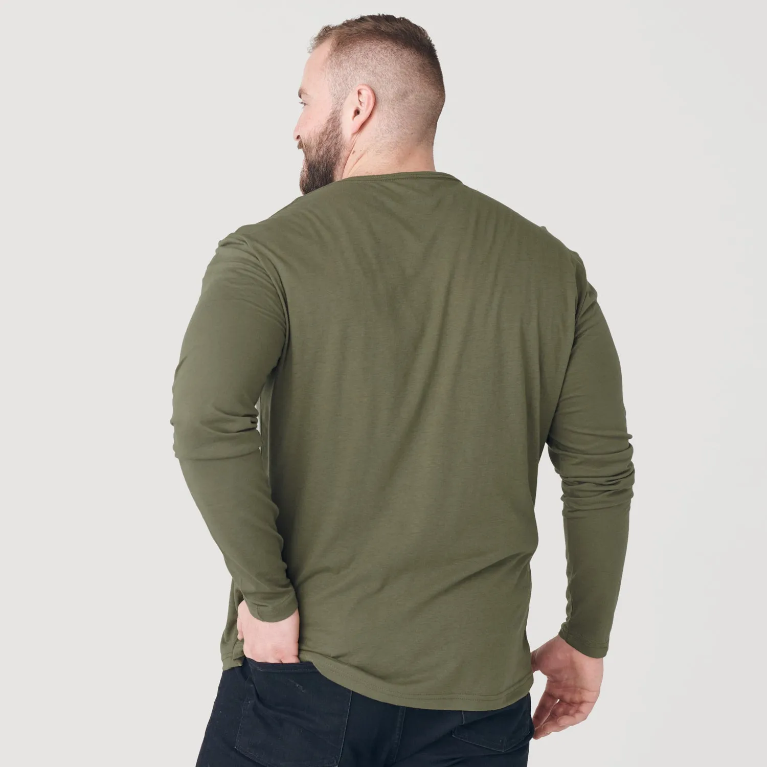 Military Green Long Sleeve Henley