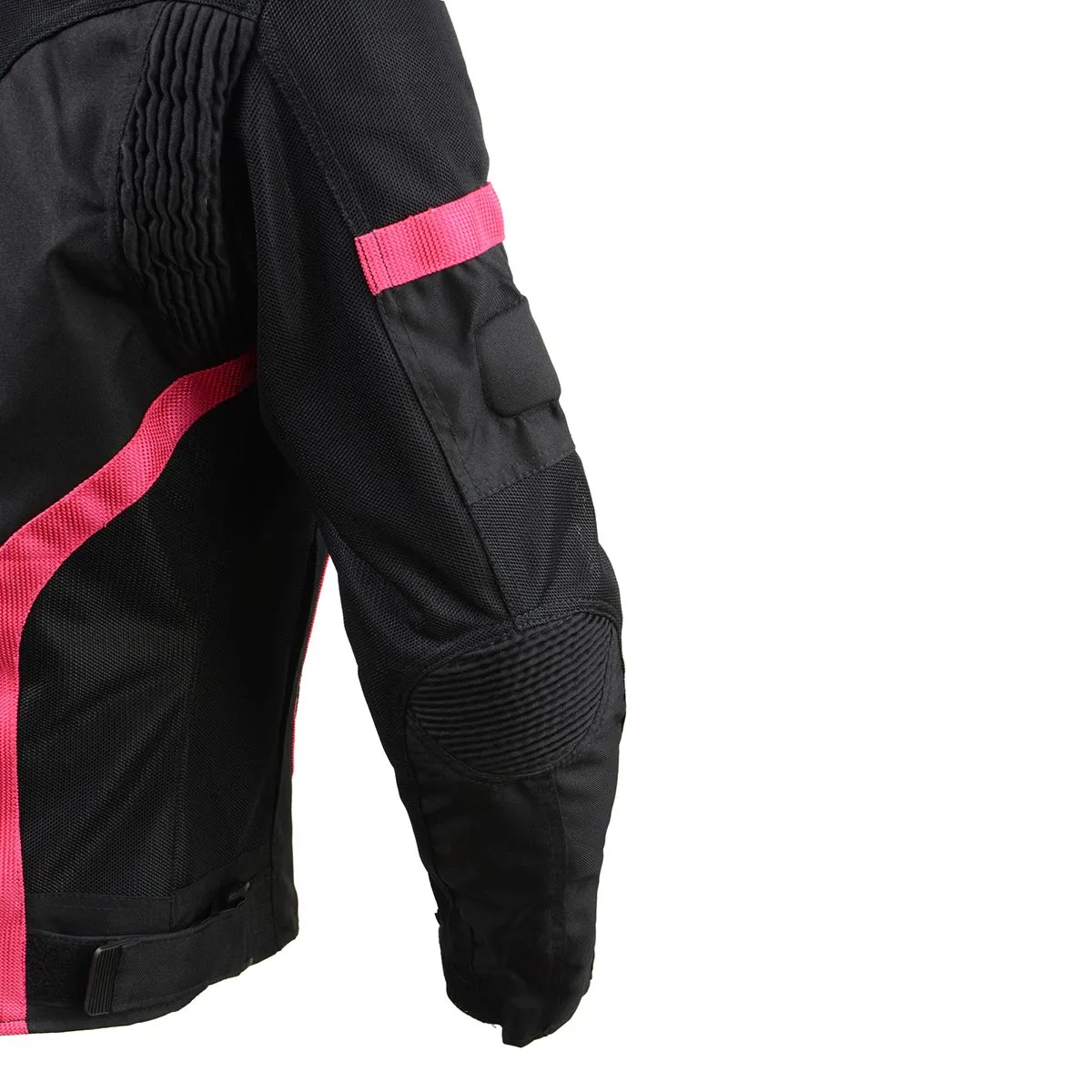 Milwaukee Leather MPL2794 Black and Pink Mesh/Textile Armored Motorcycle Racer Jacket for Women - All Season Jackets