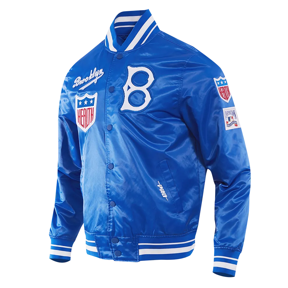 MLB BROOKLYN DODGERS RETRO CLASSIC MEN'S RIB SATIN JACKET (ROYAL BLUE)