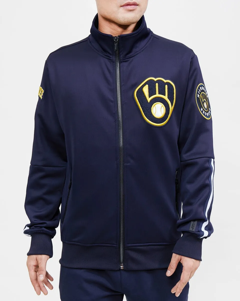 MLB MILWAUKEE BREWERS CLASSIC MEN'S TRACK JACKET (MIDNIGHT NAVY)