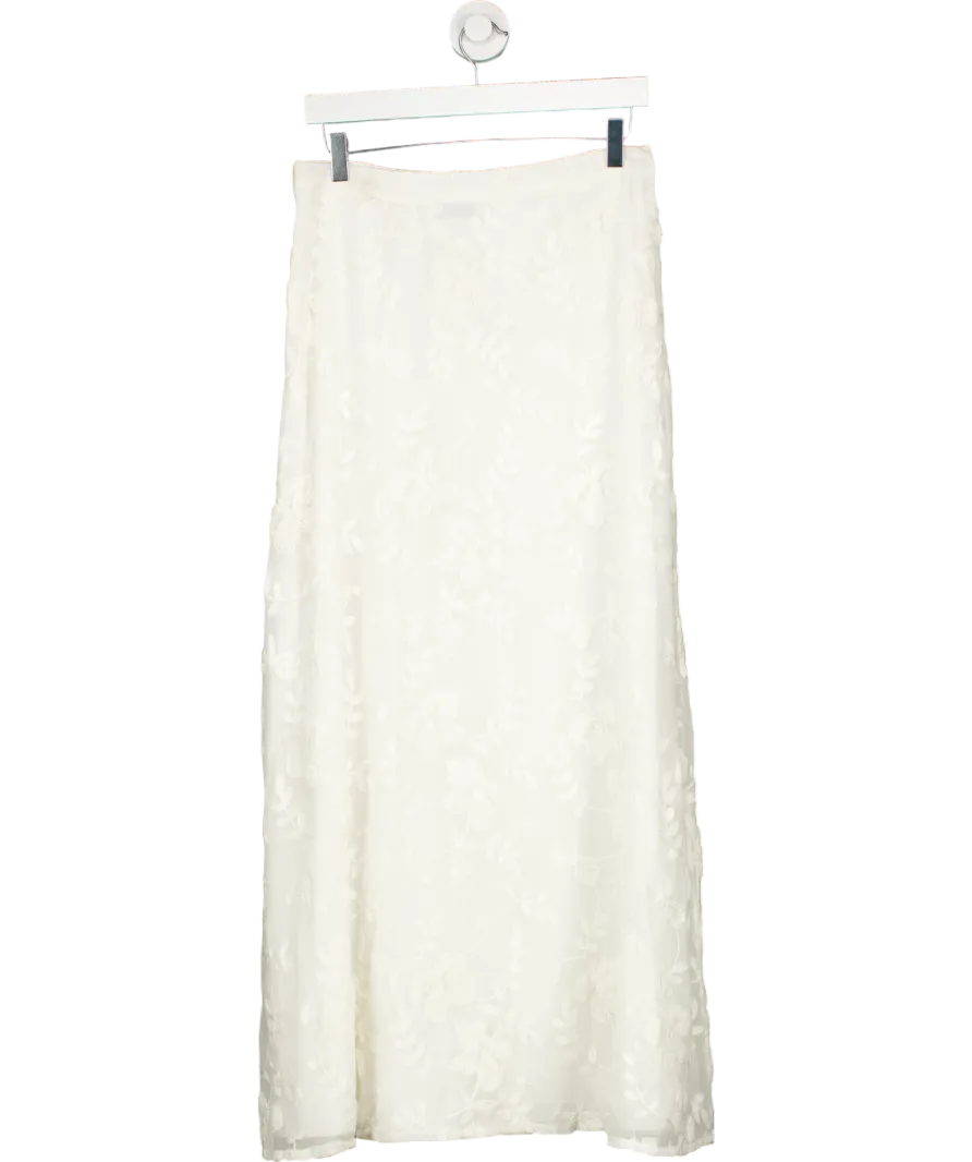 NA-KD White Embroidery Maxi Skirt UK 8