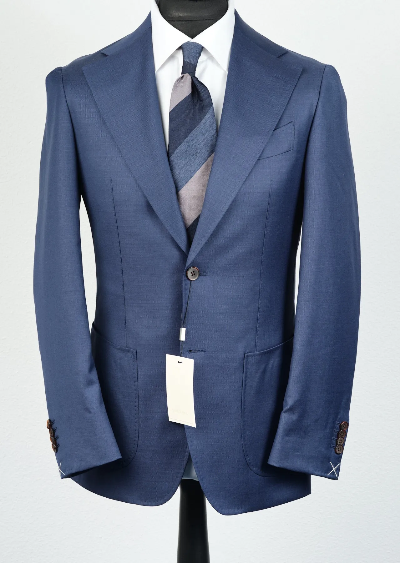 New Suitsupply Havana Mid Blue Wide Lapel Pure Wool All Season Suit - Size 42L