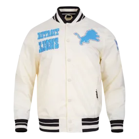 NFL DETROIT LIONS RETRO CLASSIC MEN'S RIB SATIN JACKET (EGGSHELL/ BLACK)