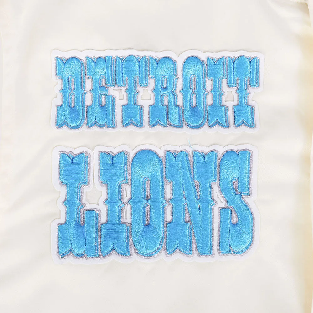 NFL DETROIT LIONS RETRO CLASSIC MEN'S RIB SATIN JACKET (EGGSHELL/ BLACK)