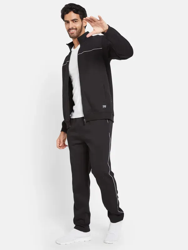 Octave Men Mock Collar Jacket With Mid Rise Track Pant