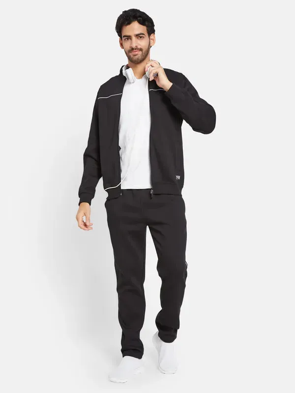 Octave Men Mock Collar Jacket With Mid Rise Track Pant