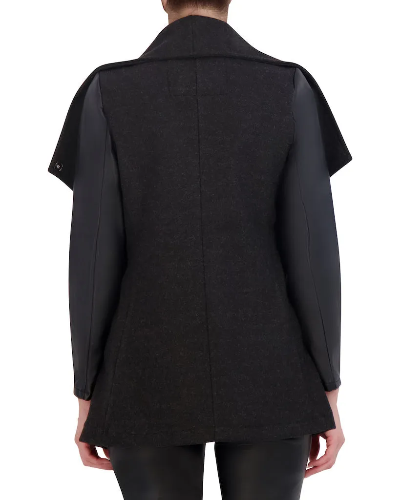 Ookie & Lala Vegan Cashmere Drape Jacket with Vegan Leather Sleeves