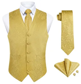 Paisley 4pc Suit Vest Set - GOLD