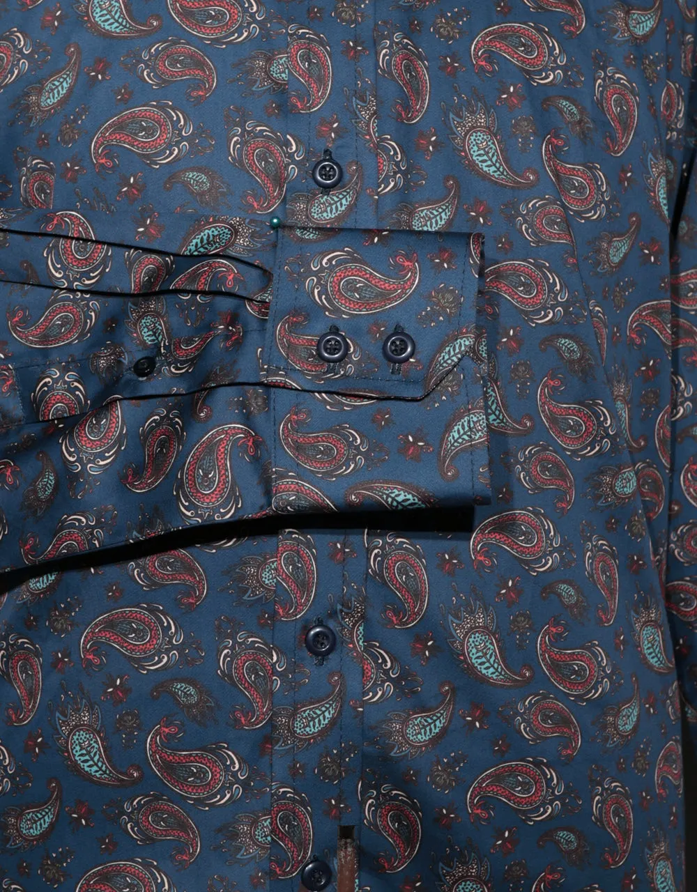 Paisley Shirt - Navy Blue and Red Paisley Shirt