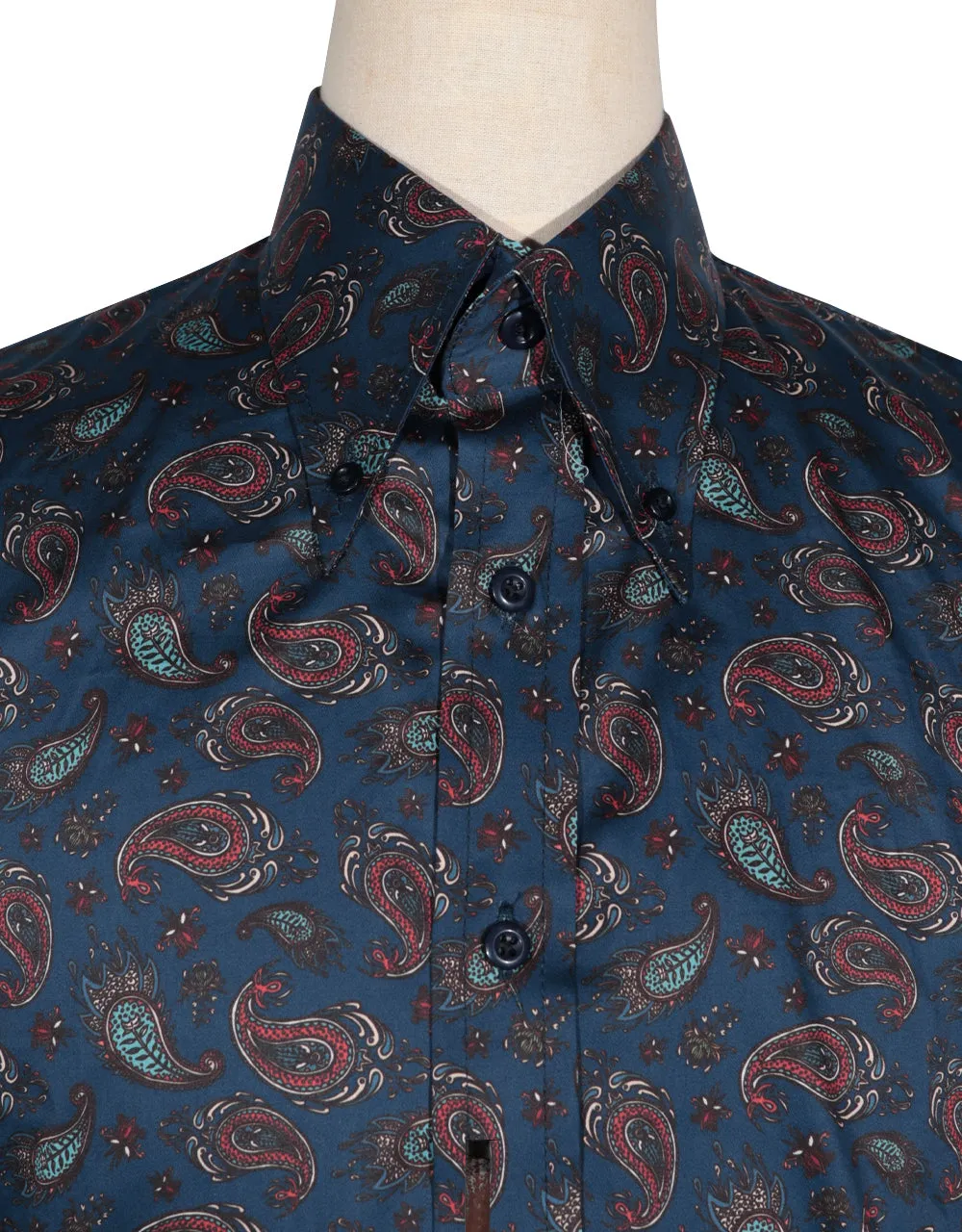 Paisley Shirt - Navy Blue and Red Paisley Shirt