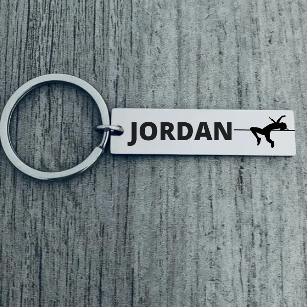 Personalized Track And Field High Jump Keychain