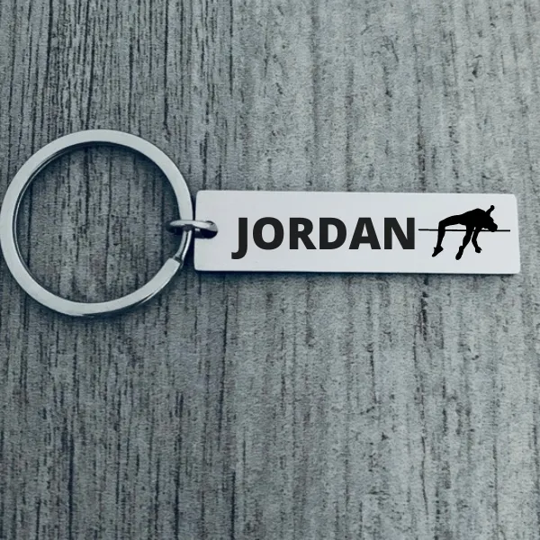 Personalized Track And Field High Jump Keychain