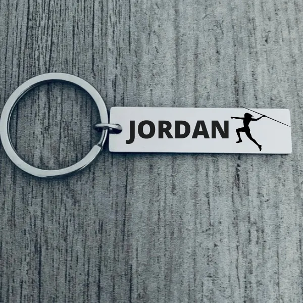 Personalized Track And Field Javelin Throw Keychain