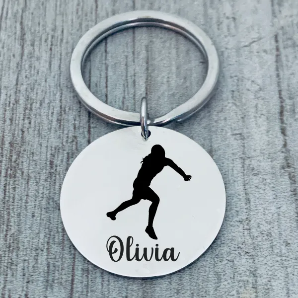 Personalized Track And Field Shot Put Keychain - Round