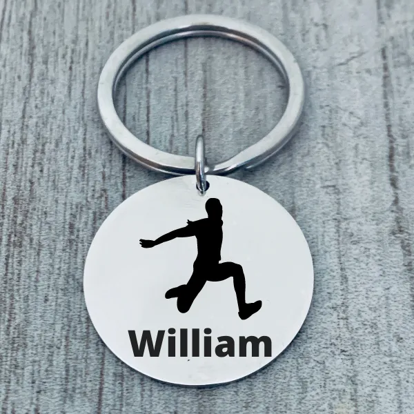 Personalized Track And Field Triple Jump Keychain - Round