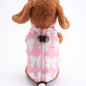 Pink Ribbon Pattern Padded Jacket Outfit Puppy Vest