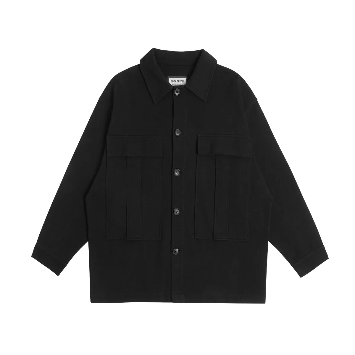 Pocket-detail Oversized Black Knitted Jacket