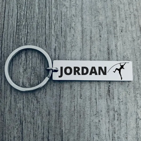 Pole Vault Engraved Bar Keychain