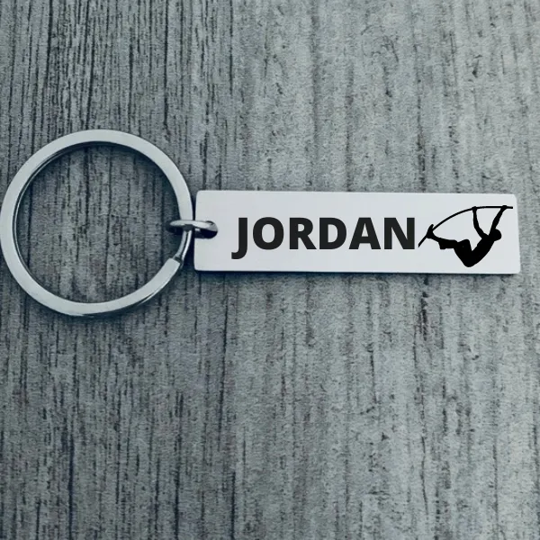 Pole Vault Engraved Bar Keychain