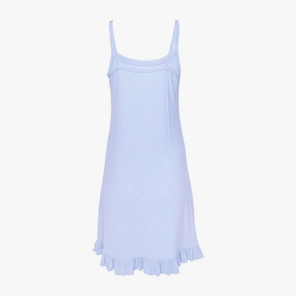 Powder Blue Ribbed Women's Sleeveless Slip Dress