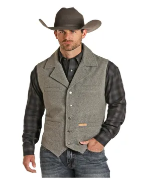 Powder River Men's Heather Charcoal Wool Snap Front Western Vest 98-1176CHR 98X1176CHR