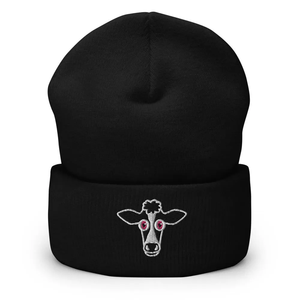 "Live with Cowpassion" Cuffed Beanie Vegan Cow Hat