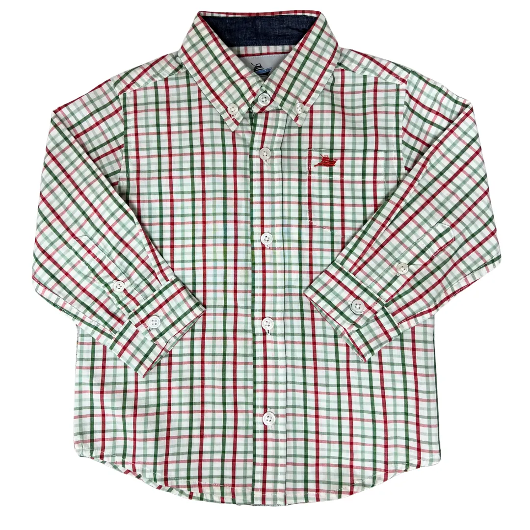 Red and Green Button Down Shirt