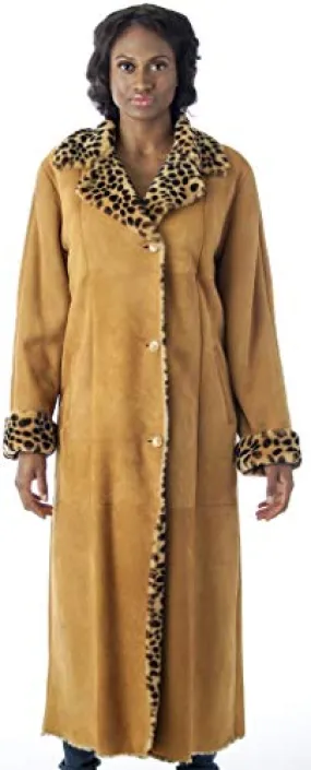 REED Women's Sheepskin Shearling Full-Length Coat - Imported