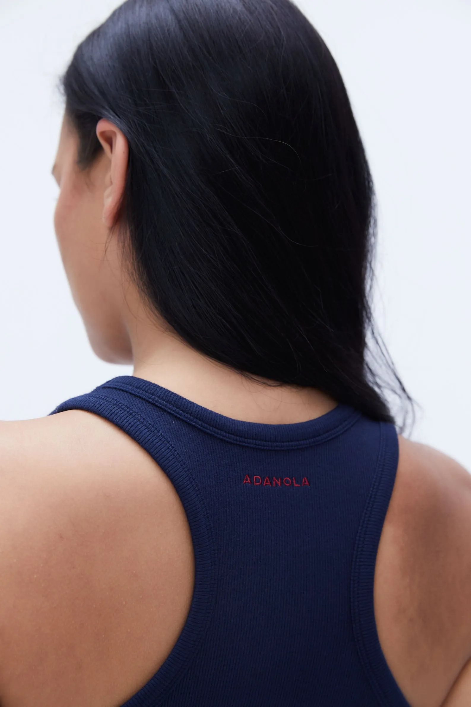 Rib Racer Vest Top - Navy Blue/Classic Red