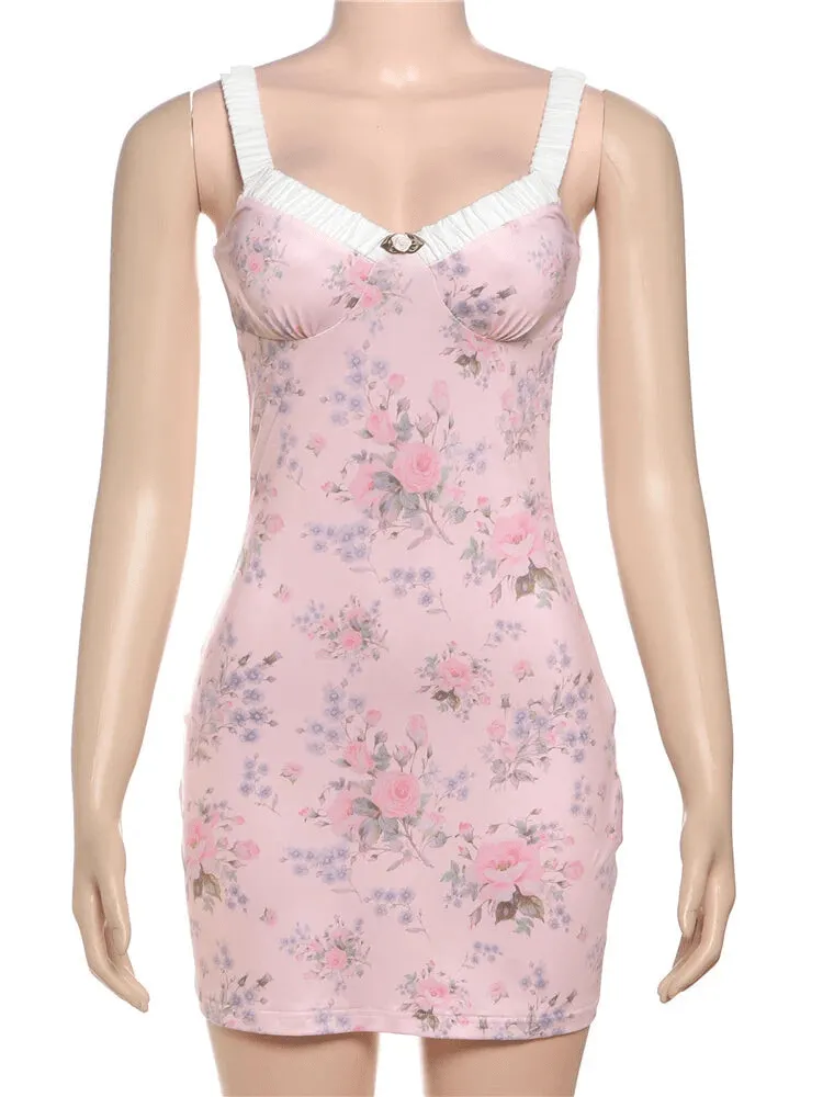 Romantic Floral Bustier Slip Dress