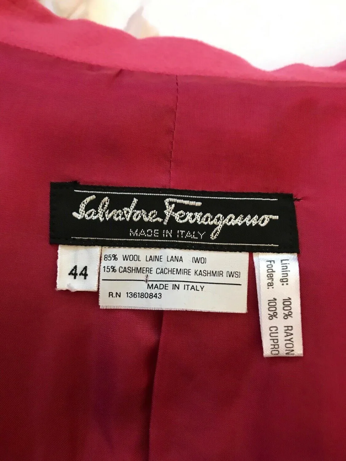 Salvatore Ferragamo Womens Vintage Pink, Wool & Cashmere Jacket UK 12 US 8 EU 40 IT 44