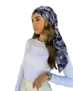 Scarf Bar Black and Blue Floral Square Scarf