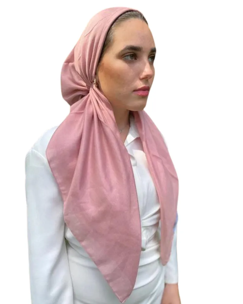 Scarf Bar Classic Solid Shimmer Rose Pre-Tied Bandanna with Full Grip