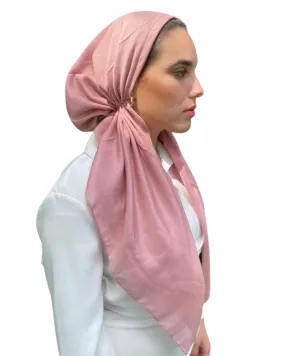 Scarf Bar Classic Solid Shimmer Rose Pre-Tied Bandanna with Full Grip