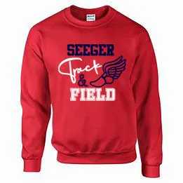 Seeger Patriots Track & Field - Red - T-Shirt, Long Sleeve T-shirt, Crew Neck or Hooded Sweatshirt