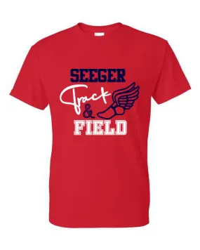 Seeger Patriots Track & Field - Red - T-Shirt, Long Sleeve T-shirt, Crew Neck or Hooded Sweatshirt