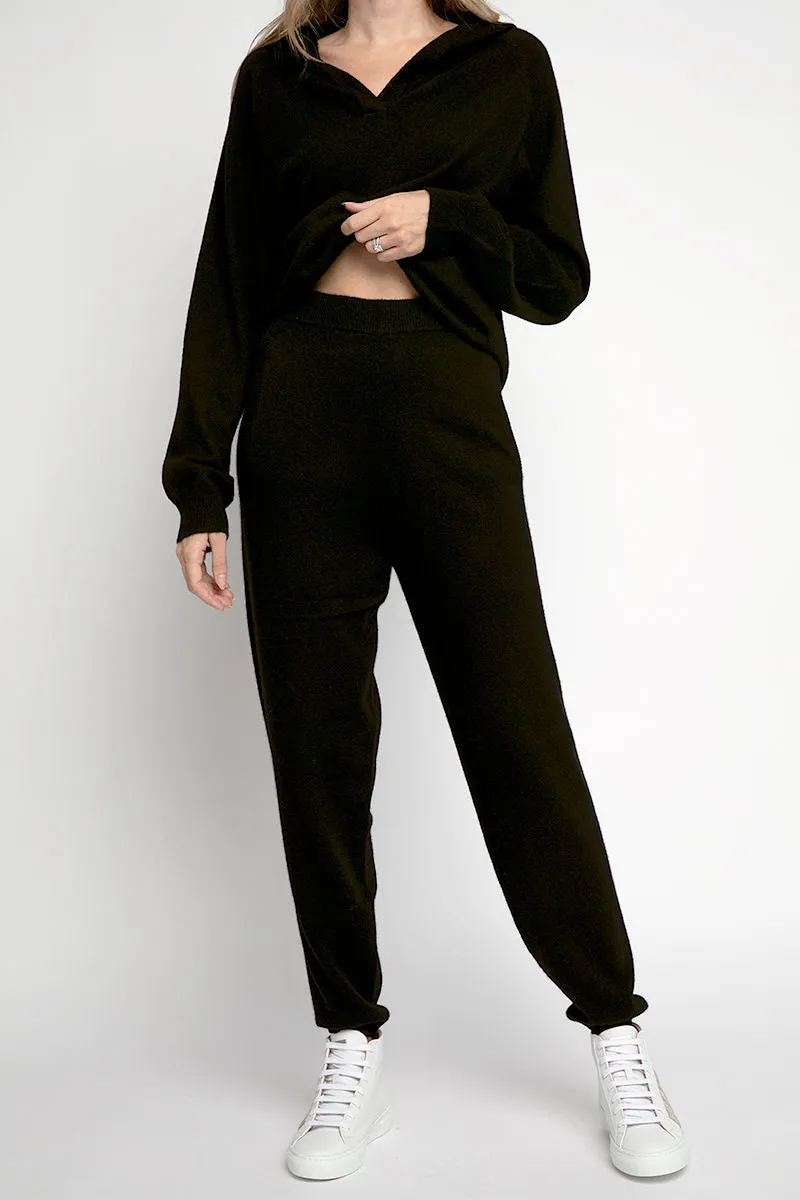 Shock Cashmere Track Pant in Black