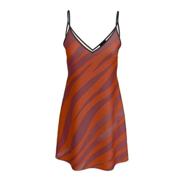 Short Slip Dress Red Zebra