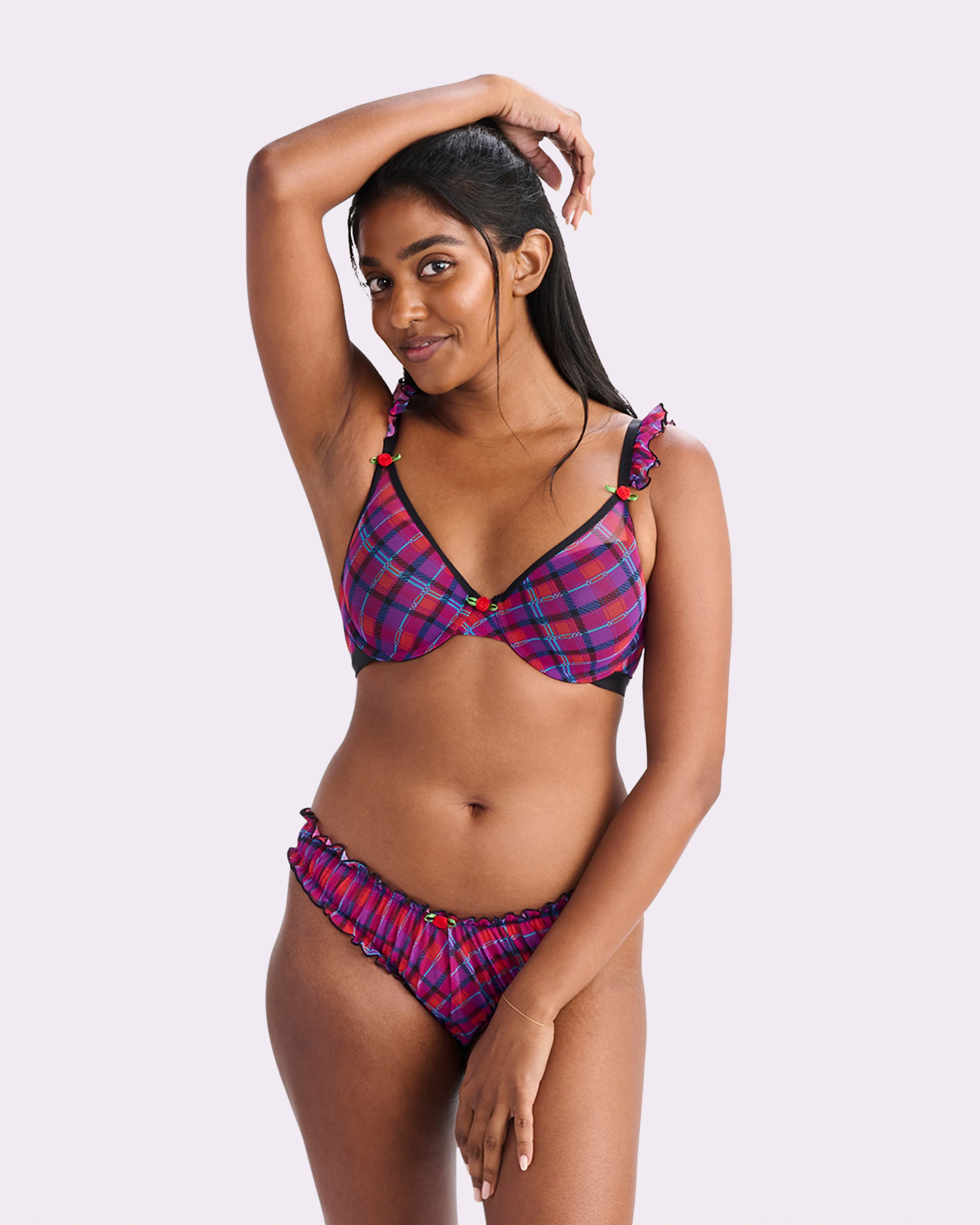 Silky Mesh Flutter Cheeky | Silky Mesh (Pop Plaid)