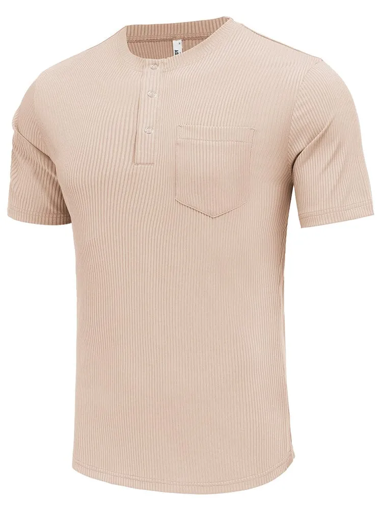 Simple Stretch Ribbed Henley Shirt (US Only)