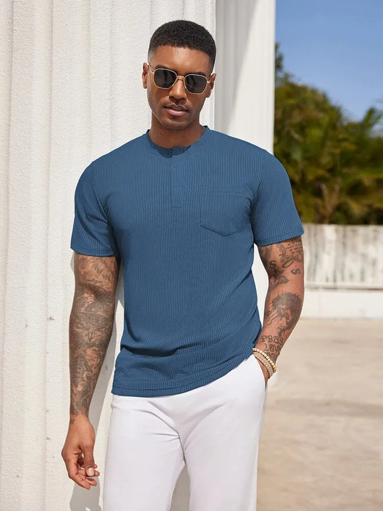 Simple Stretch Ribbed Henley Shirt (US Only)