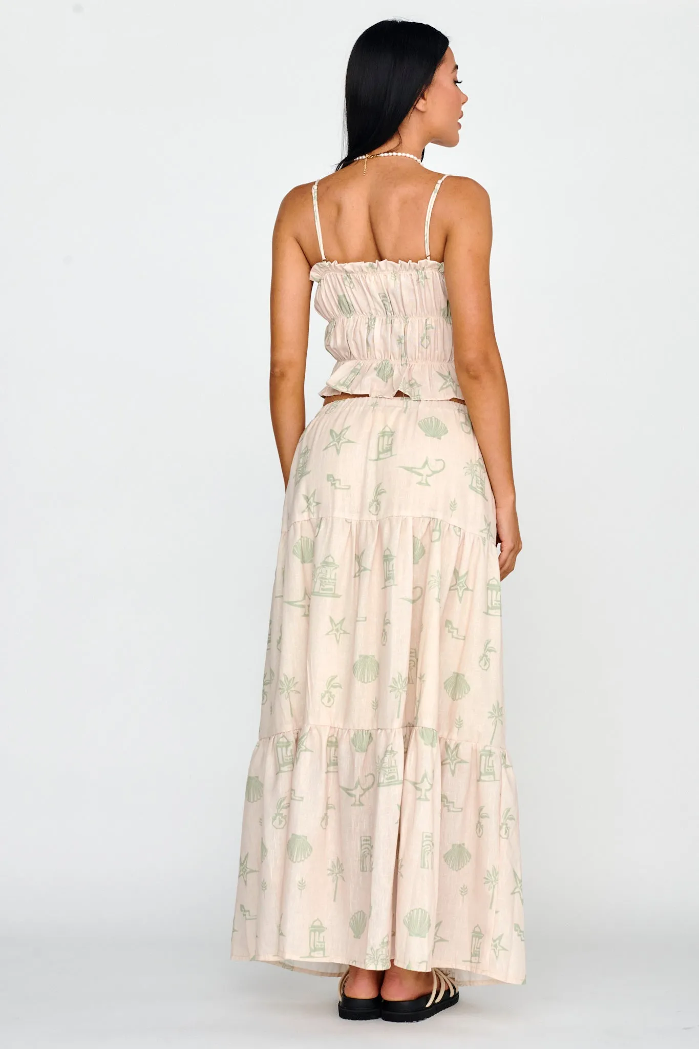 South Bay Maxi Skirt Print Sage