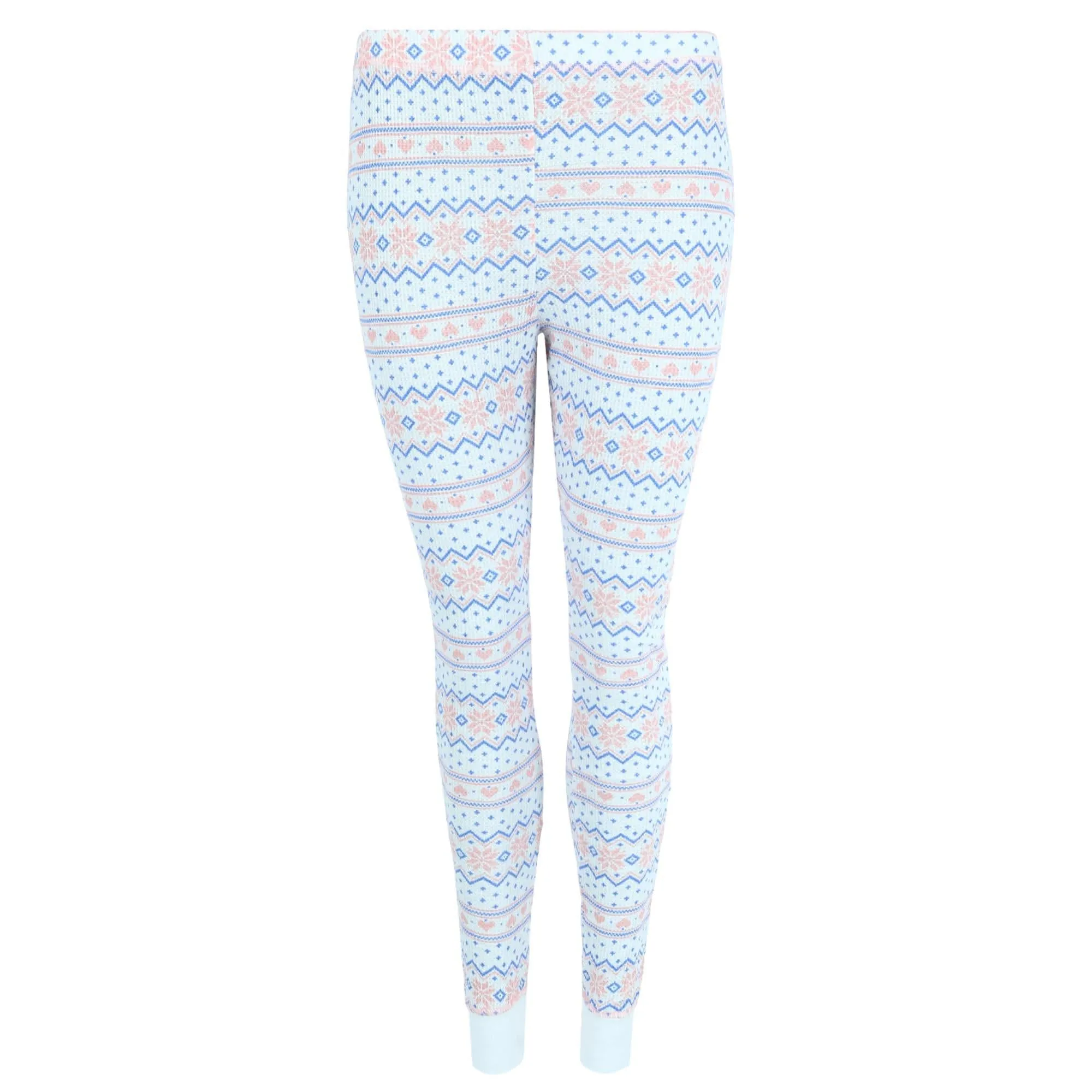 Sportlife Brands LLC Women's Printed Waffle Weave Thermal Top and Bottom Set