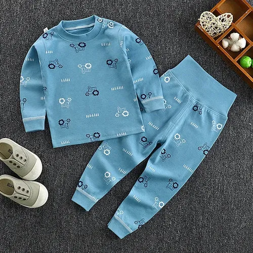 Spring Autumn Children Pajamas Set High Waist Cotton Kids Long Johns