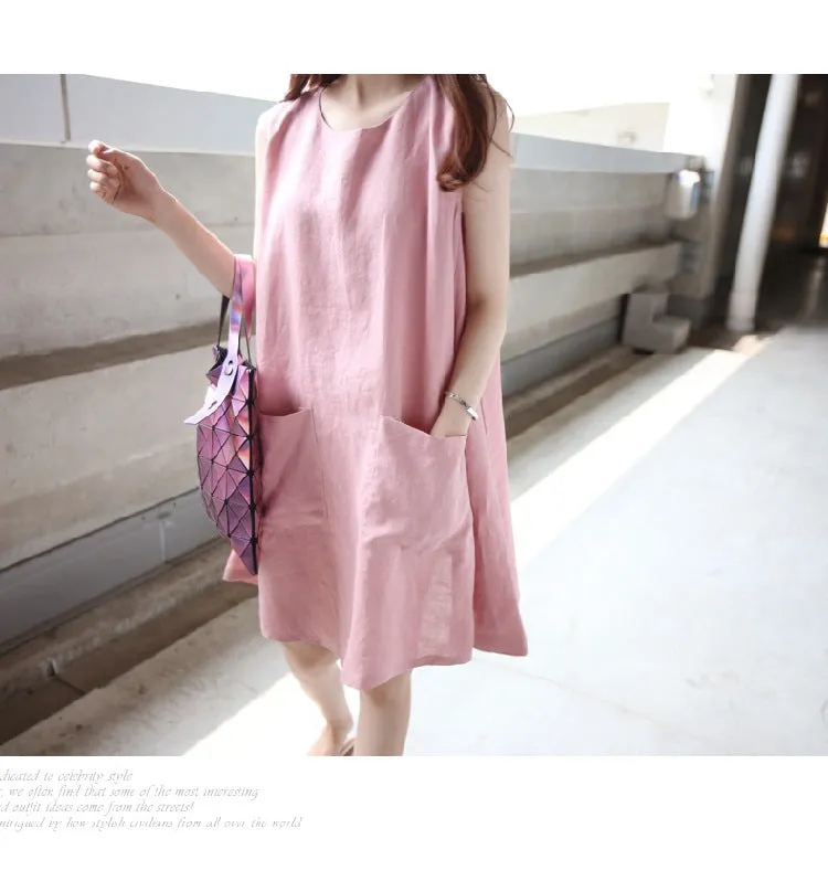 Summer Dress Ladies Fashion Loose Linen Slip Dress