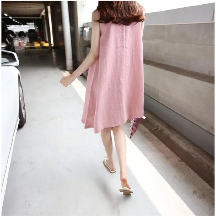 Summer Dress Ladies Fashion Loose Linen Slip Dress