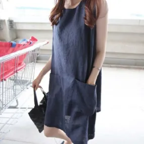 Summer Dress Ladies Fashion Loose Linen Slip Dress