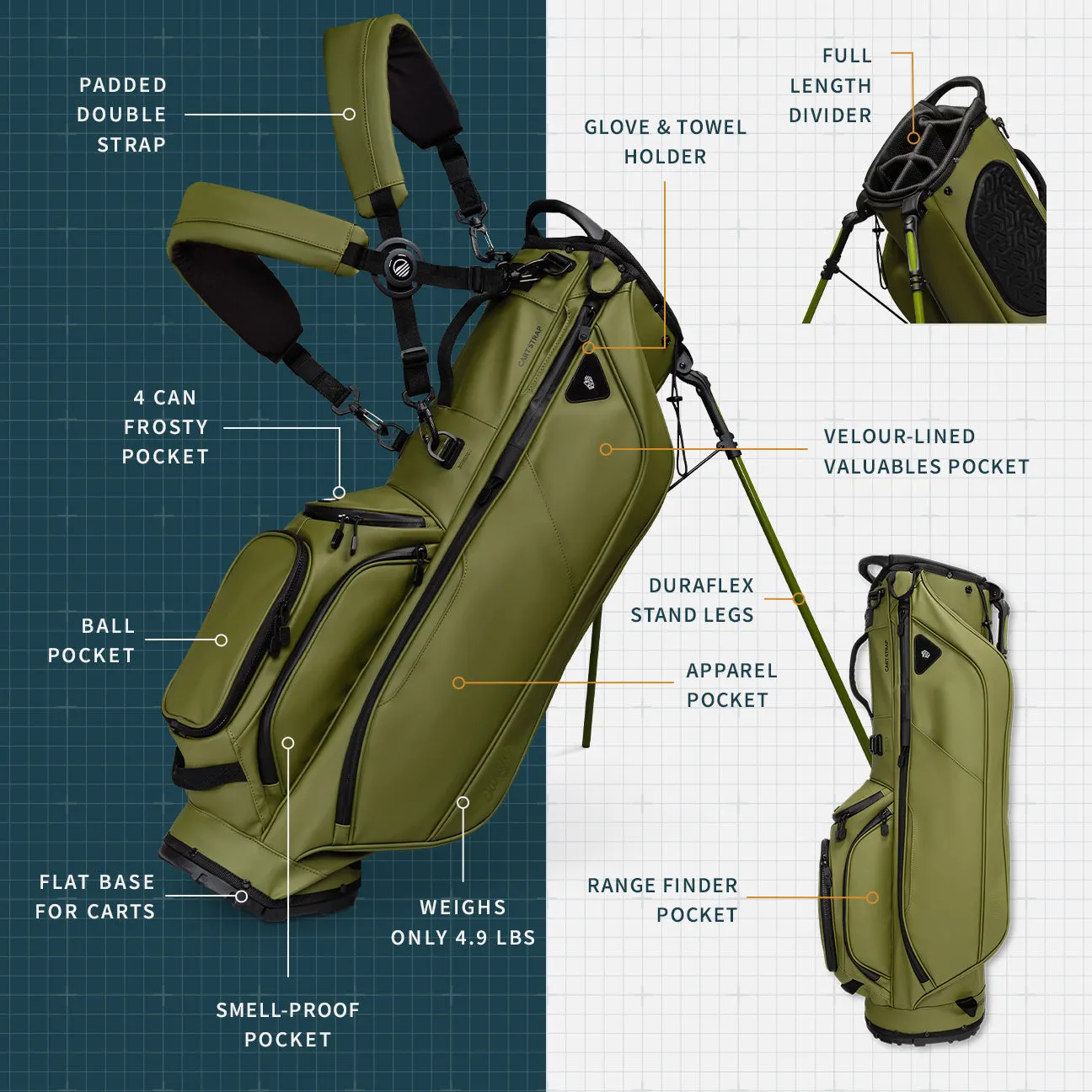 Sunday Golf Ryder S-Class | Olive Vegan Leather