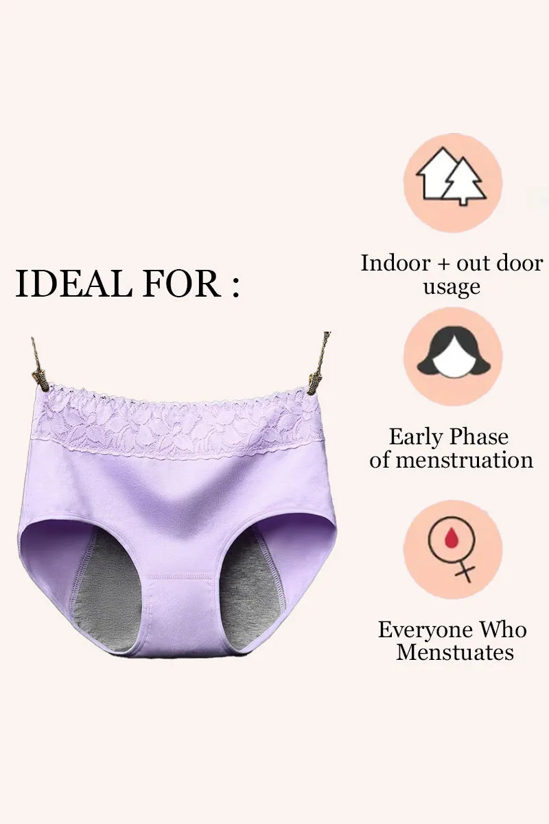 Super Soft Cotton High Waist Leak Proof Period Panties-Purple